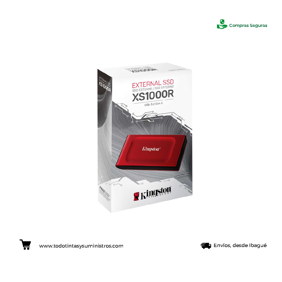 Unidad solida externa XS1000 Kingston 2Tb USB 3.2 Gen2 Rojo