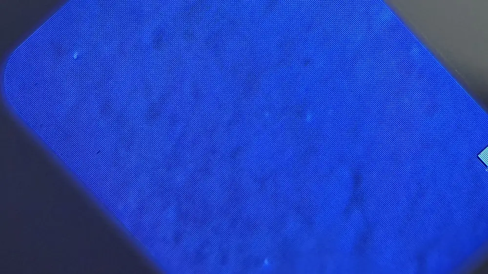 Several small bright dots scattered across the filter membrane