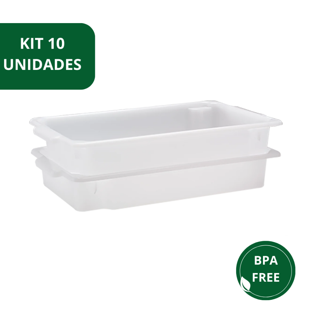 Kit 10 Bandeja Frigorifica Empilhar Multiuso 13,7l 55x33x10c