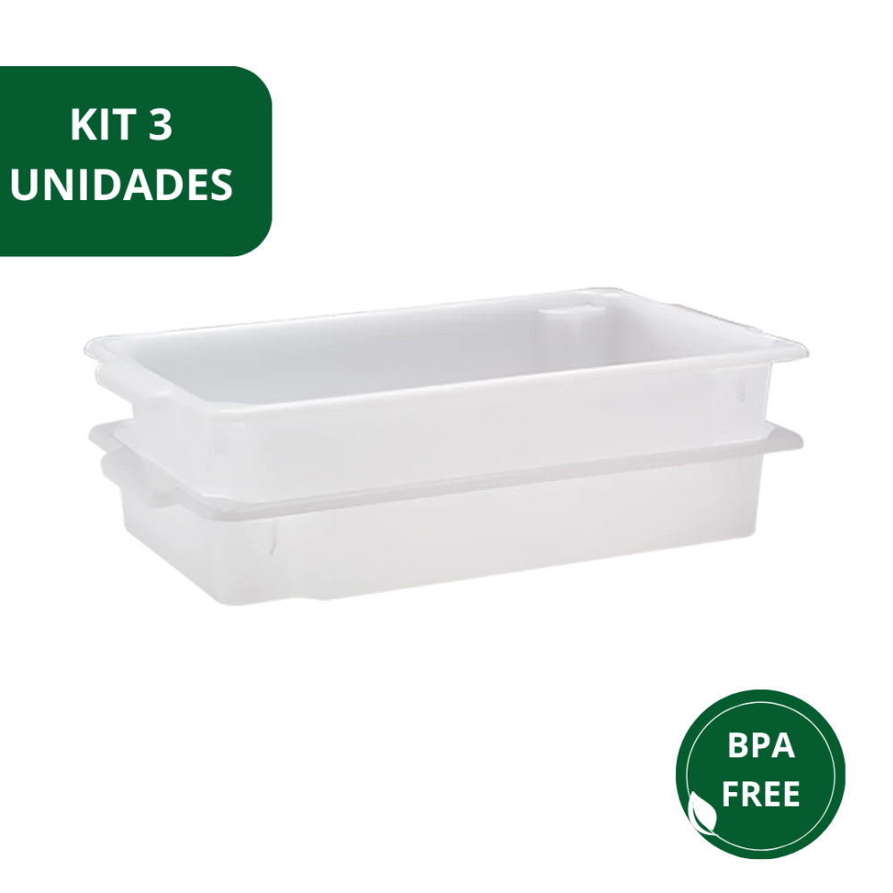 Kit 3 Bandeja Frigorifica Empilhar Multiuso 13,7l 55x33x10cm