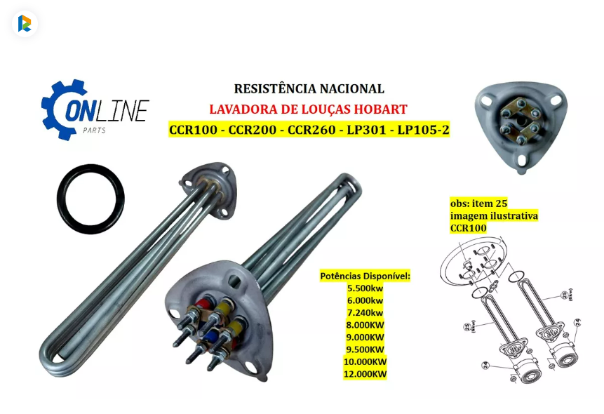 Resistência Lavadoras Hobart Ccr100/ccr200/ccr260 - Original