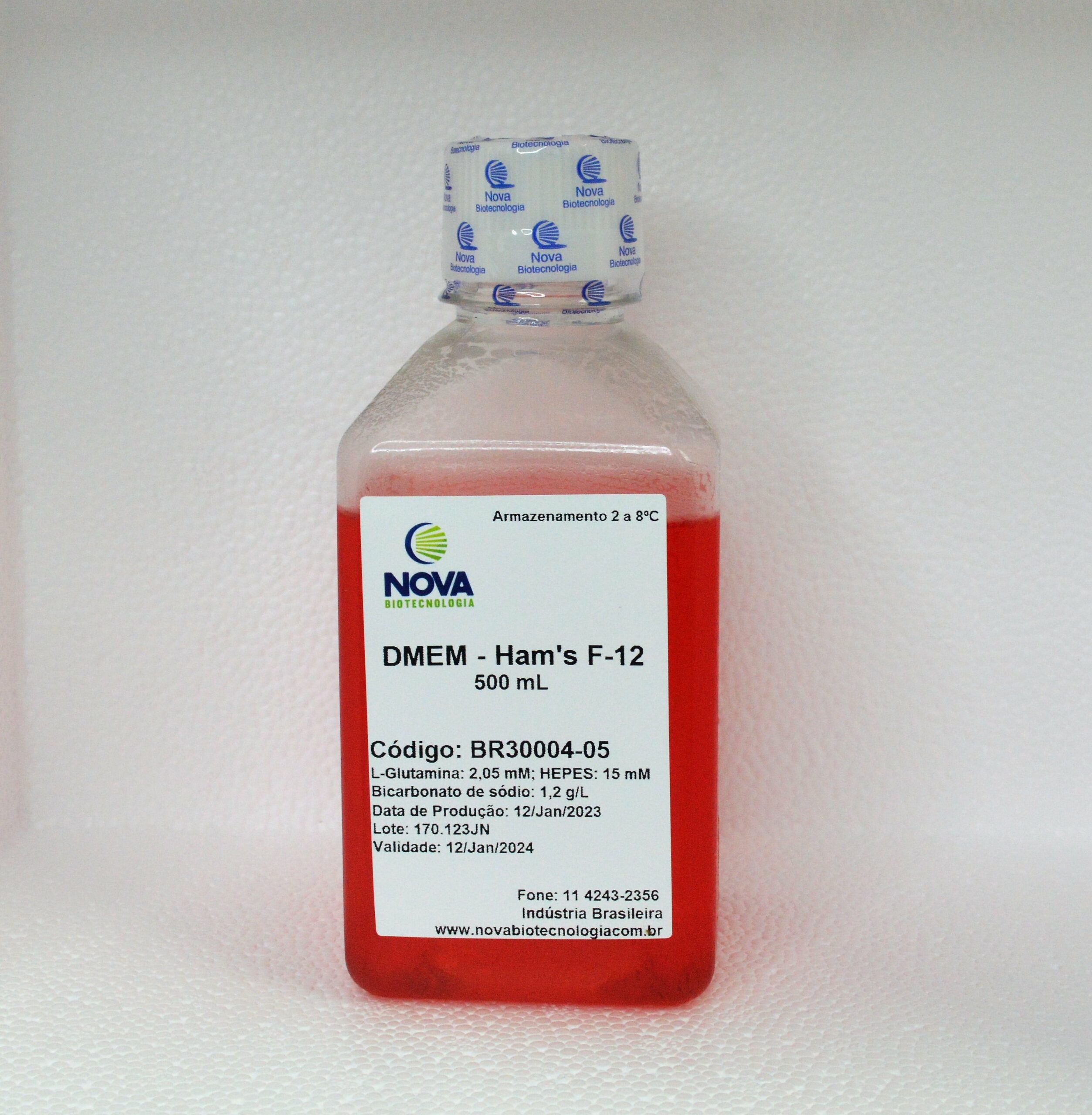 DMEM F-12 com HEPES - Gentamicina (80mg/2mL), Bicarbonato de sódio - 500mL