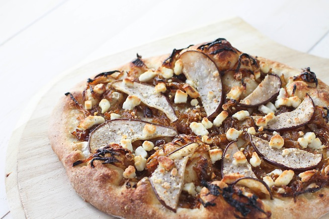 Pear Caramelized Onion Goat Cheese Pizza Photo
