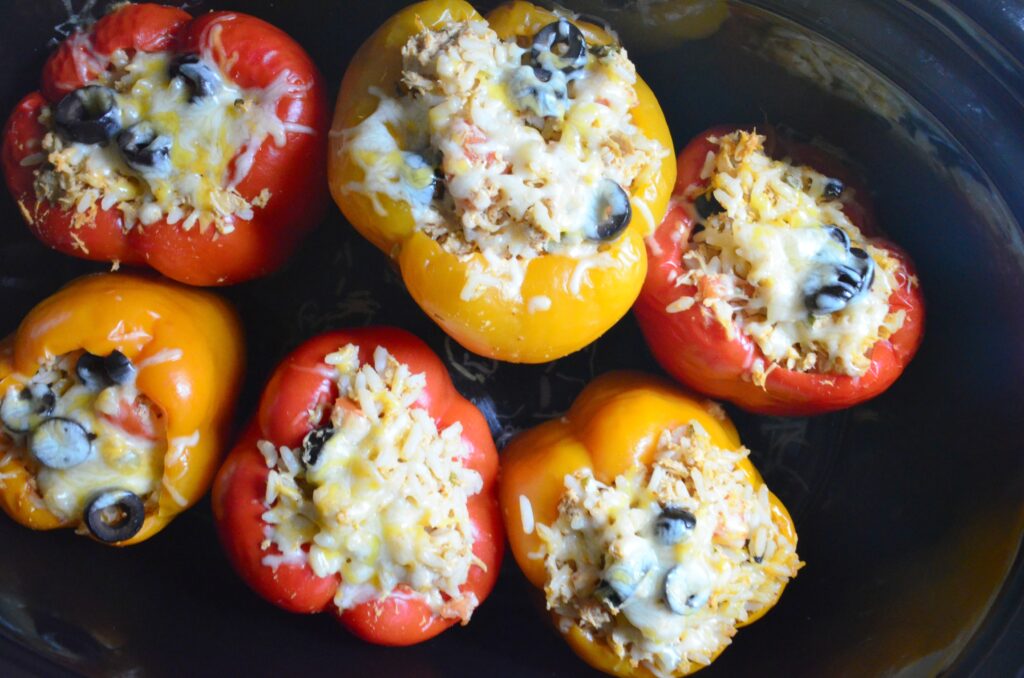 Slow Cooker Shredded Chicken Taco Stuffed Peppers Image