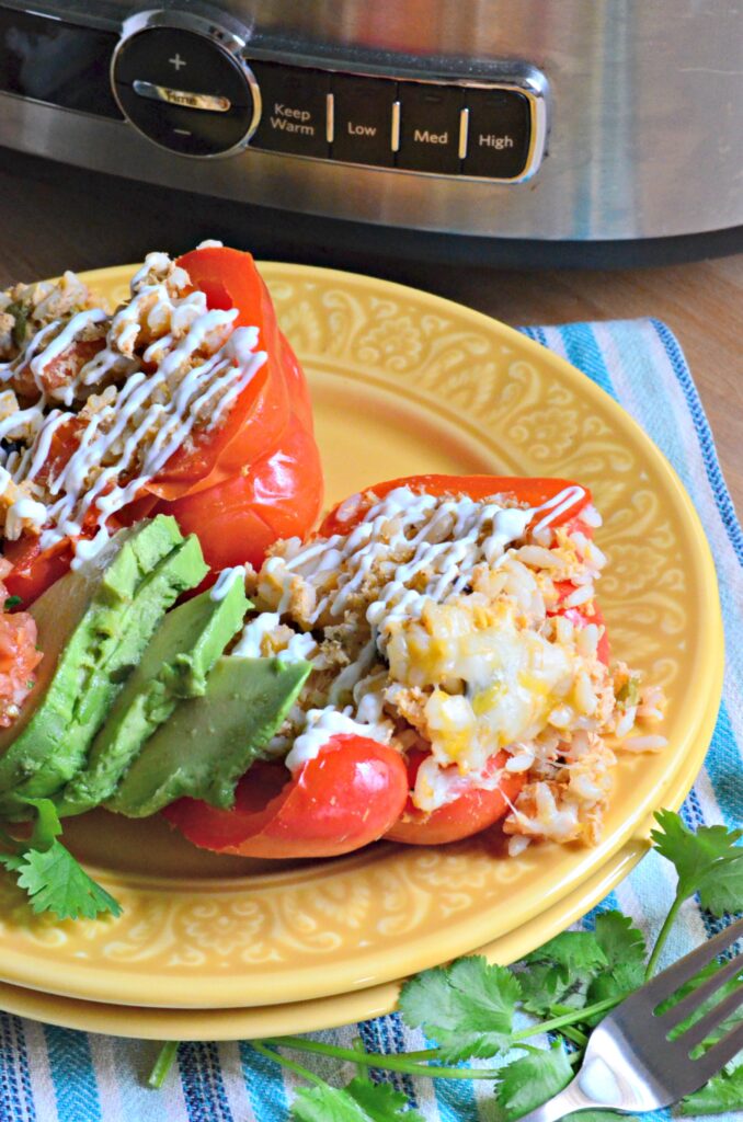 Slow Cooker Shredded Chicken Taco Stuffed Peppers Picture