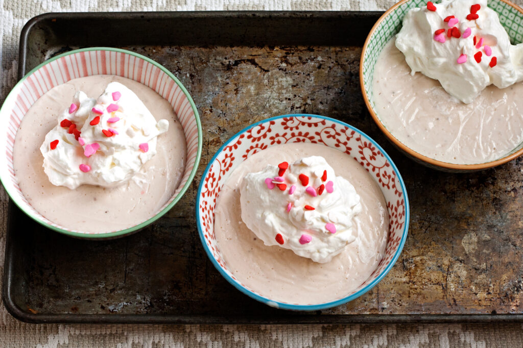 White Chocolate Pudding with Strawberry Jam Image