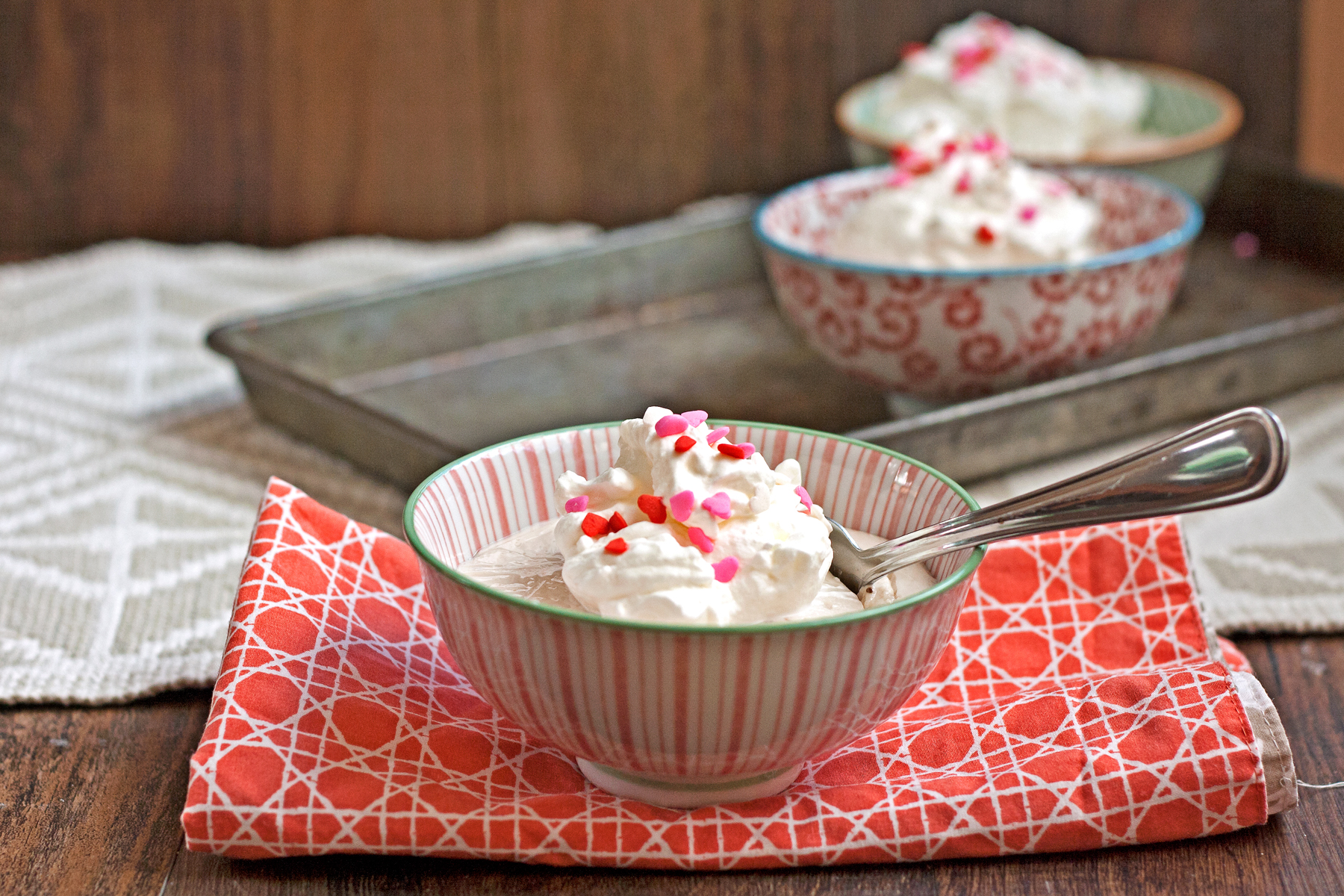 White Chocolate Pudding with Strawberry Jam Photo