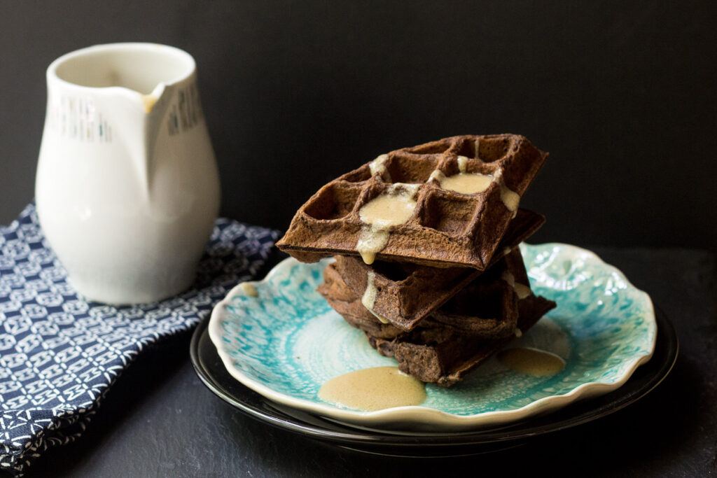 Chocolate Waffles with Whiskey Butter Sauce Image