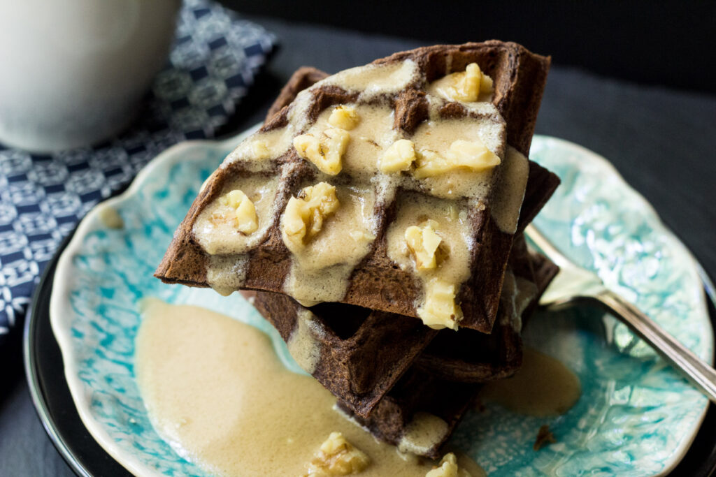 Chocolate Waffles with Whiskey Butter Sauce Photo