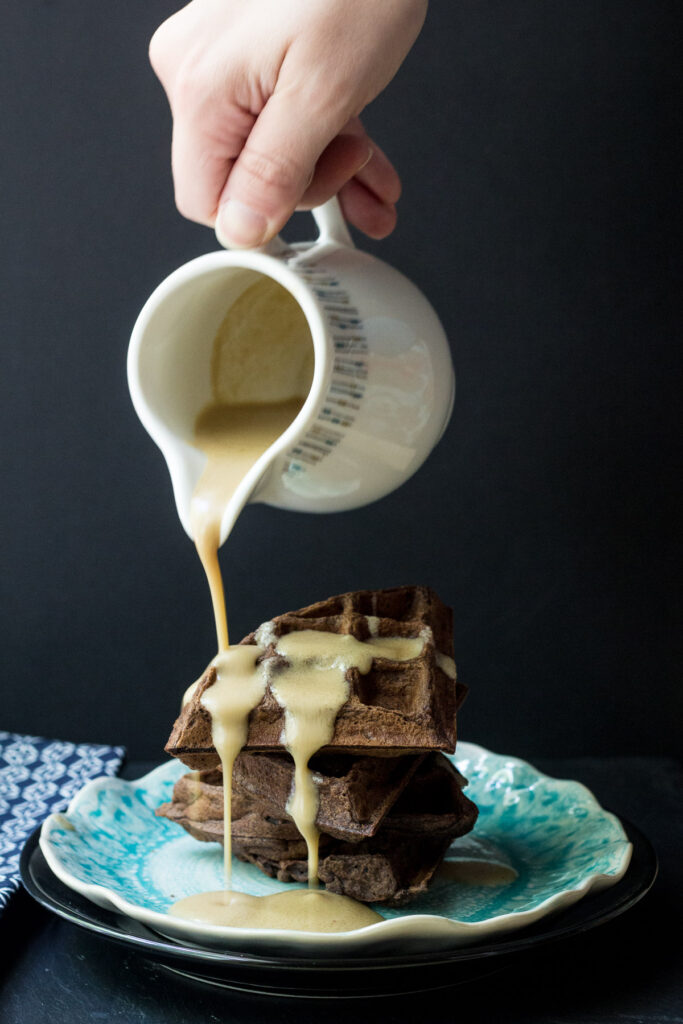 Chocolate Waffles with Whiskey Butter Sauce Picture