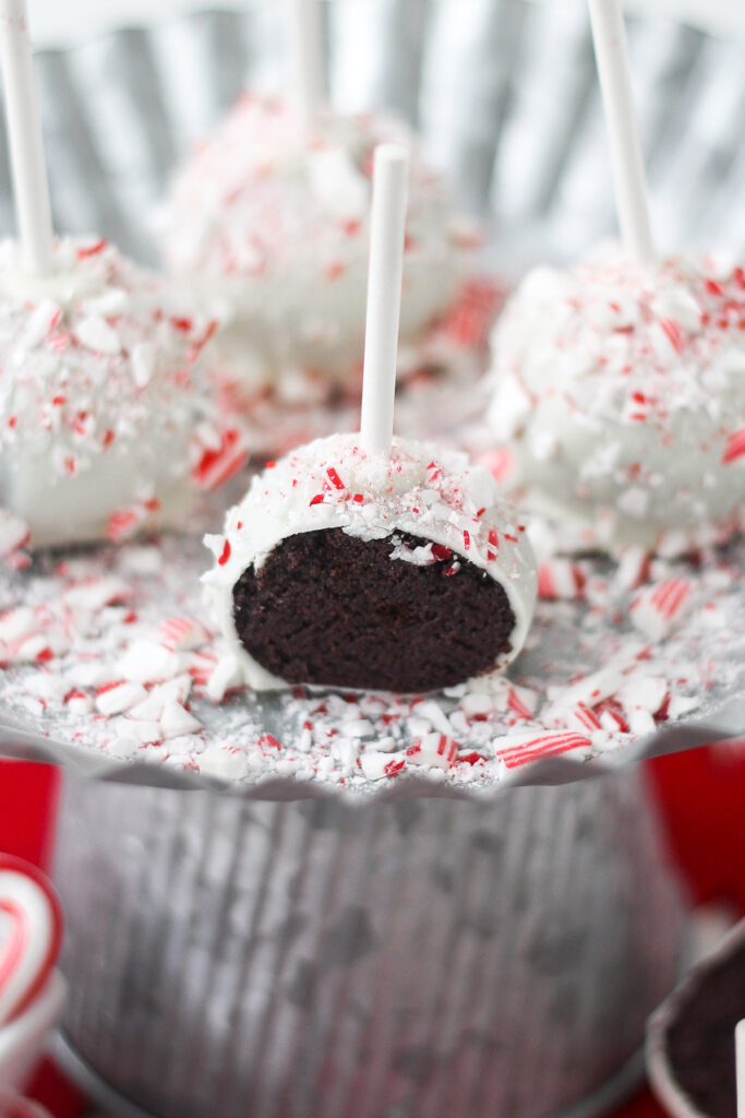 Peppermint Bark Cake Pops Picture