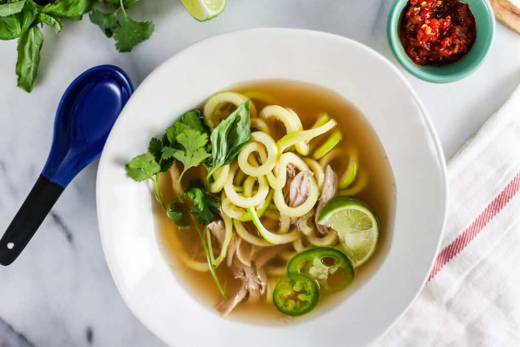 Thai Chicken Soup with Zucchini Noodles Photo