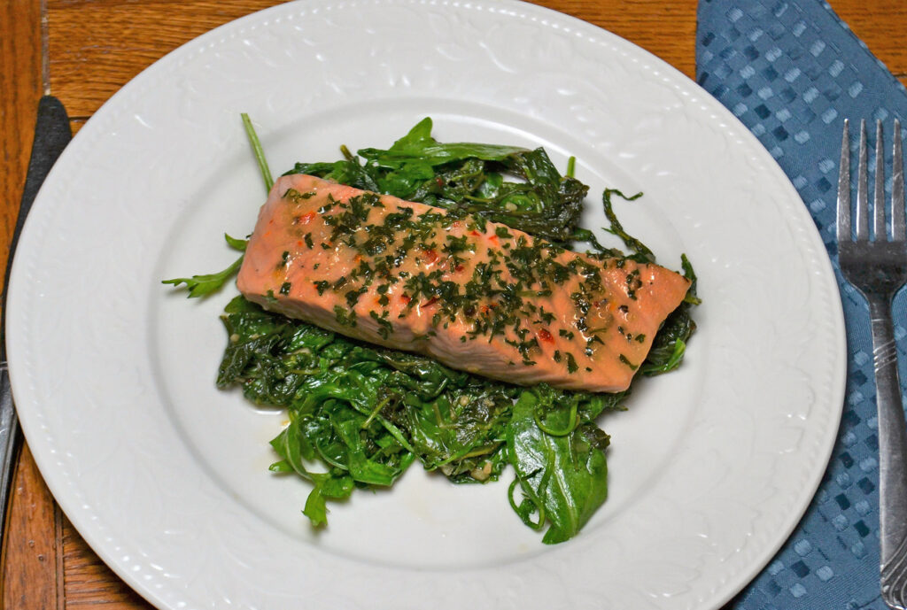 Roasted Salmon with Wilted Greens Picture