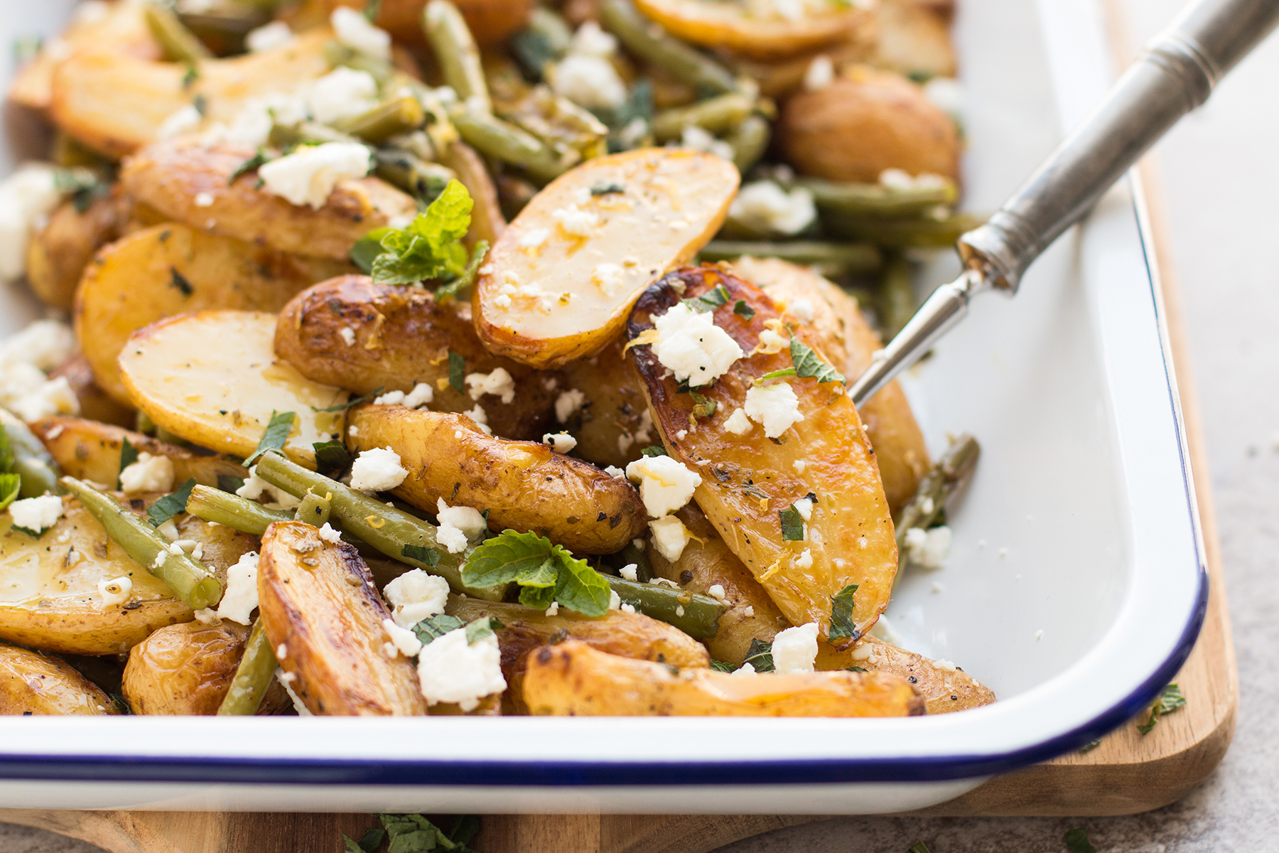 Greek Roasted Potatoes and Green Beans Photo