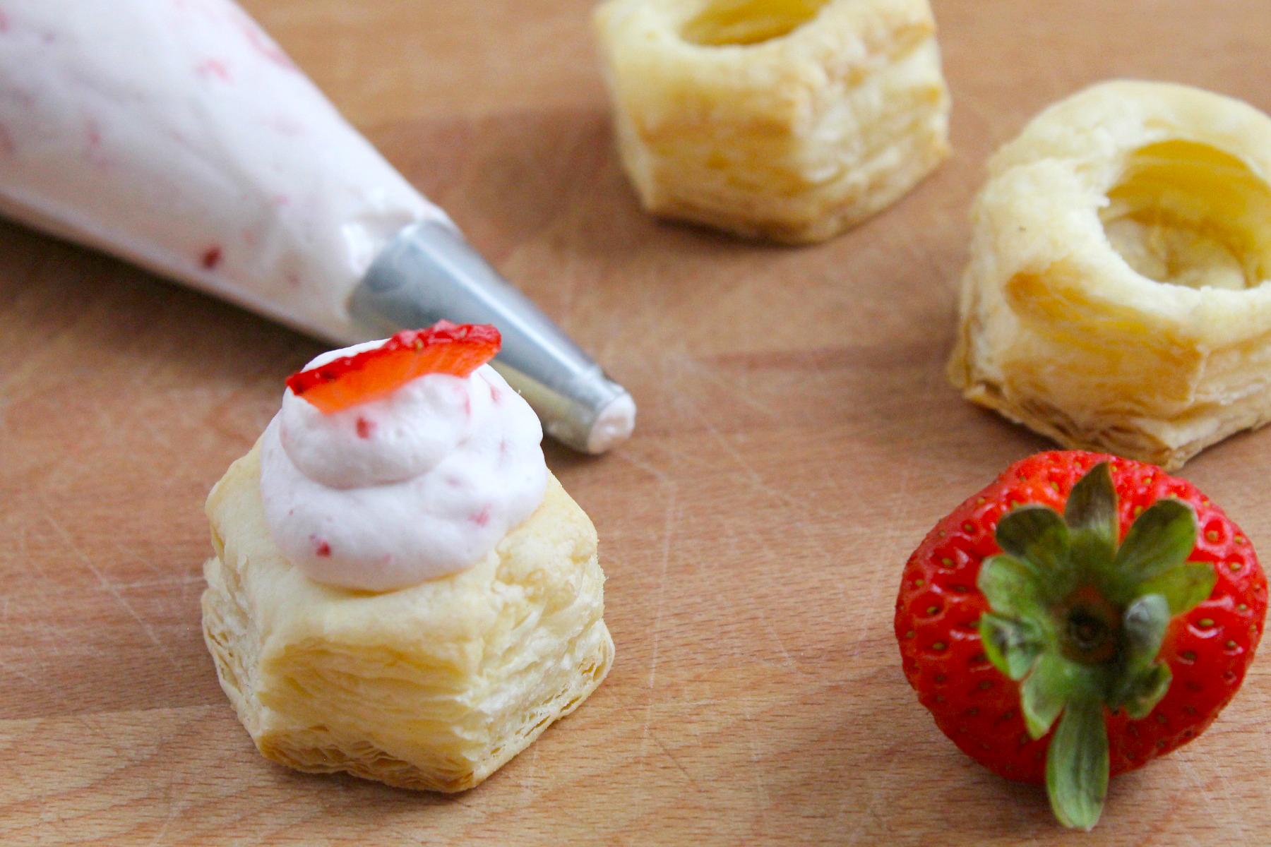 Strawberry Cream Puff Pastry Cups Photo