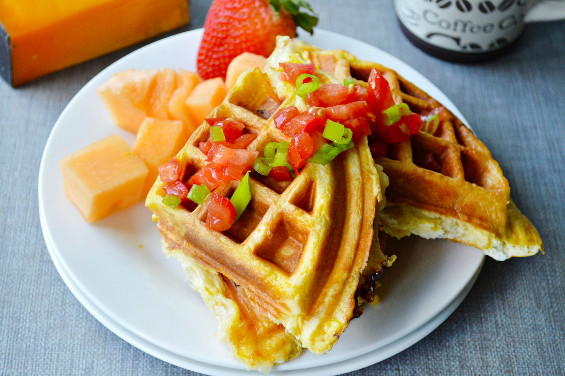 Egg and Cheese Waffle Sandwiches Photo