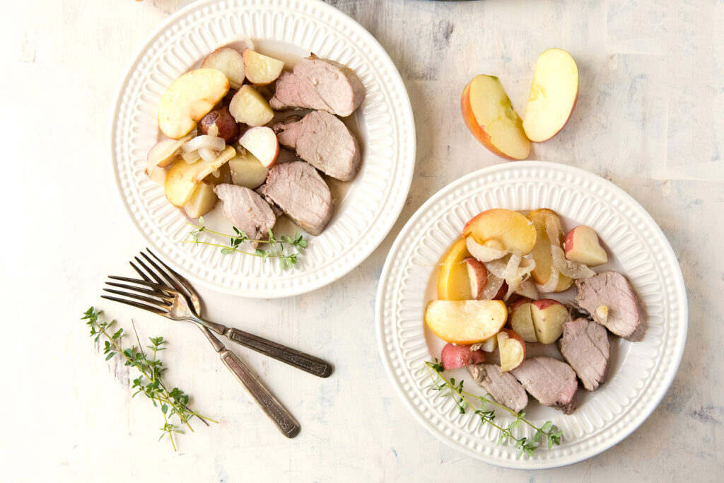 Apple Cider Pork Tenderloin with Potatoes and Apples Photo