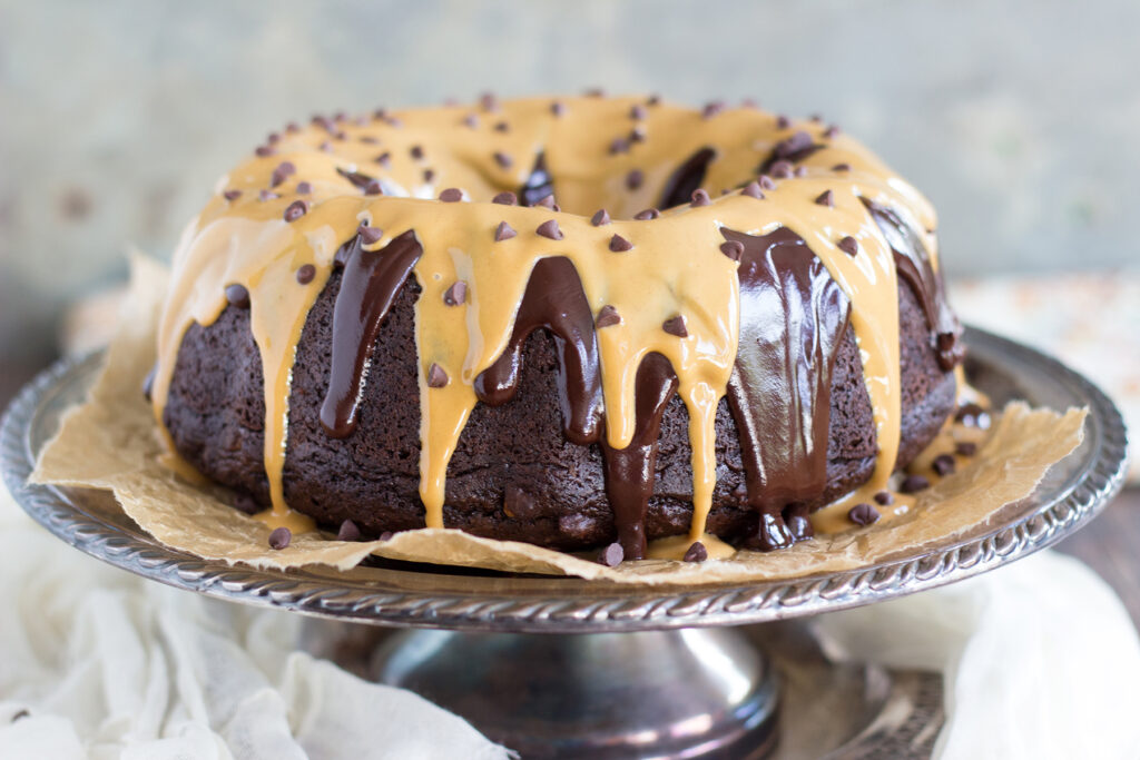 Dark Chocolate Peanut Butter Bundt Cake Photo