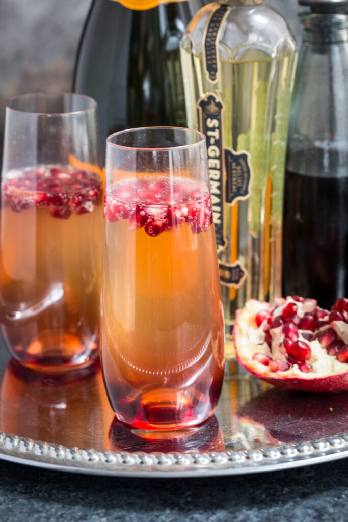 St. Germain and Pomegranate Champagne Cocktail Image