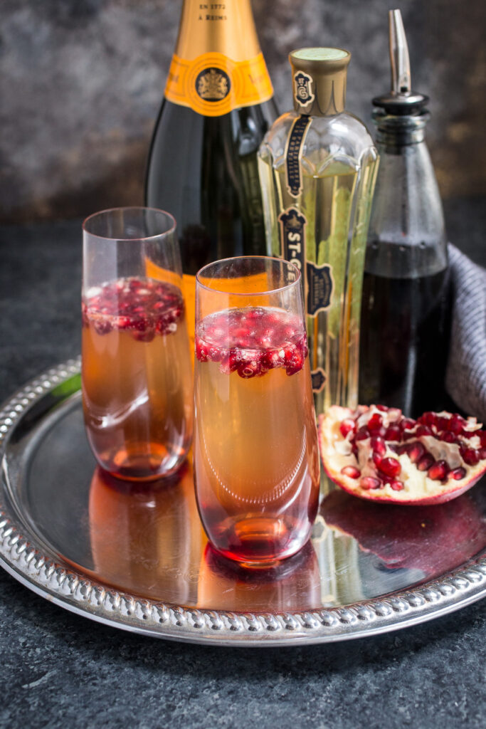 St. Germain and Pomegranate Champagne Cocktail Pic