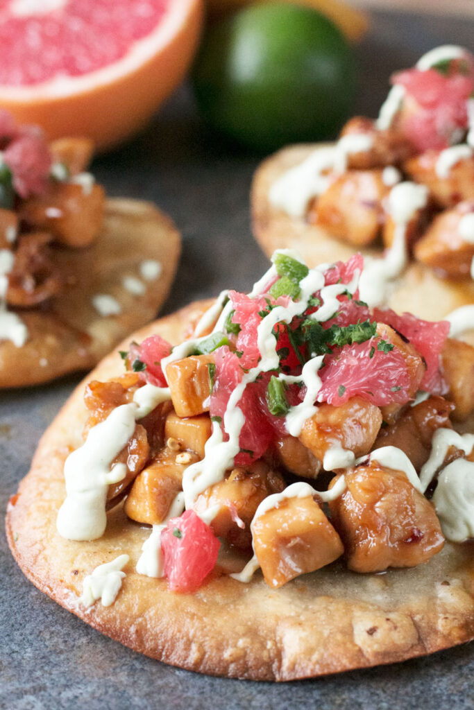Spicy Chicken Tostadas with Avocado Sauce Image