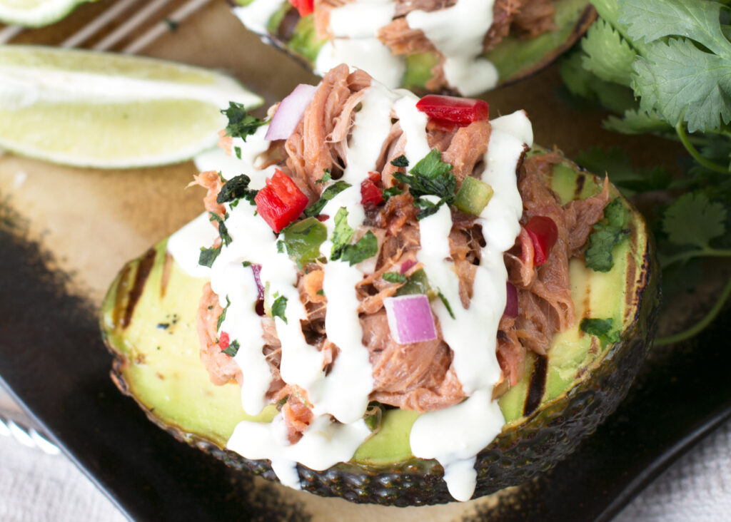 Grilled Pulled Pork Tex Mex Stuffed Avocados Photo