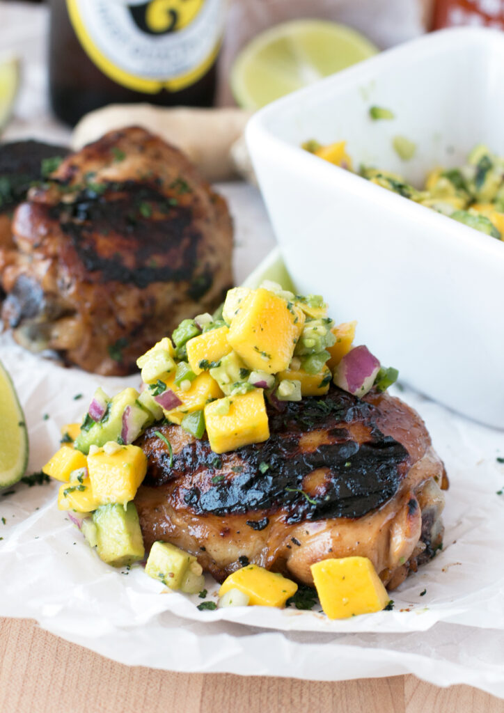File 2 Spicy Ginger Grilled Chicken Thighs with Mango Avocado Salsa