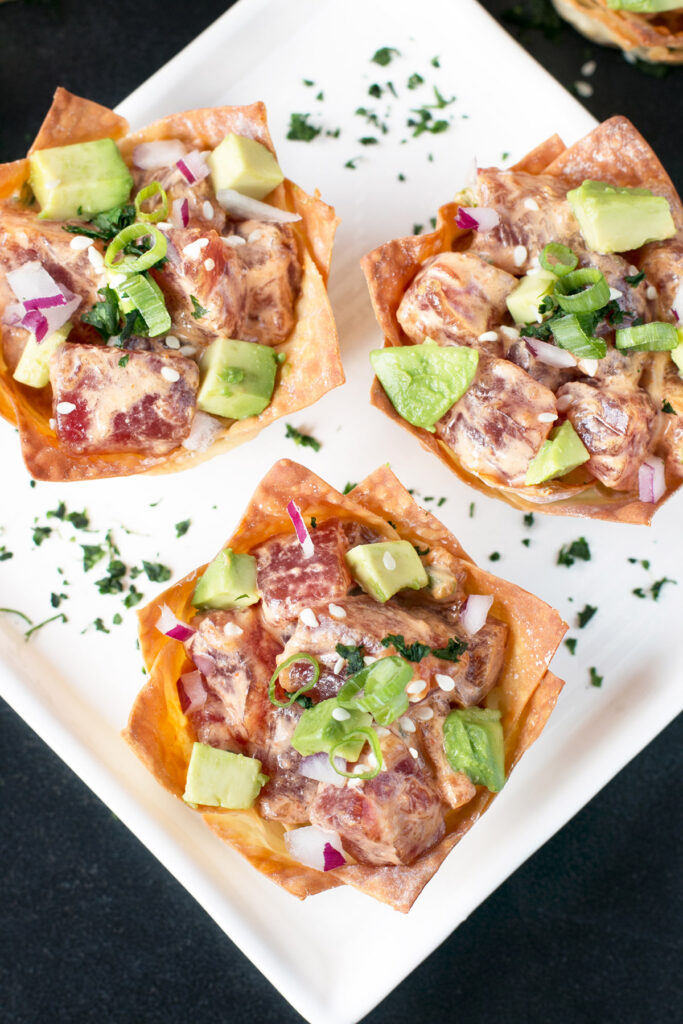 Spicy Tuna Poke and Avocado Wonton Cups Picture