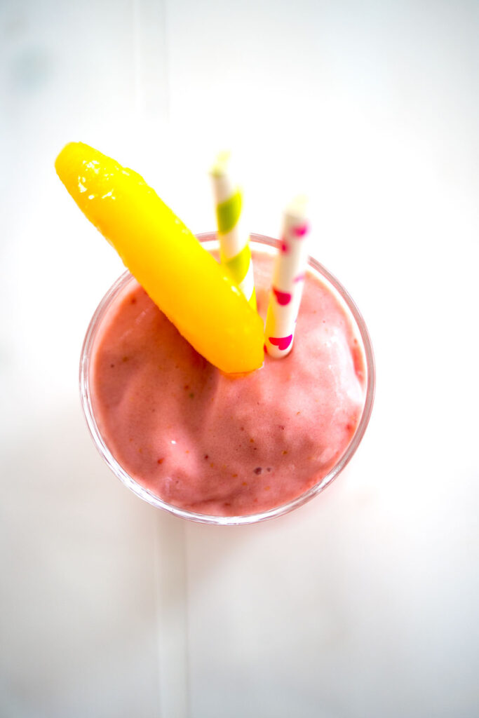 Raspberry Peach Cottage Cheese Smoothie Image