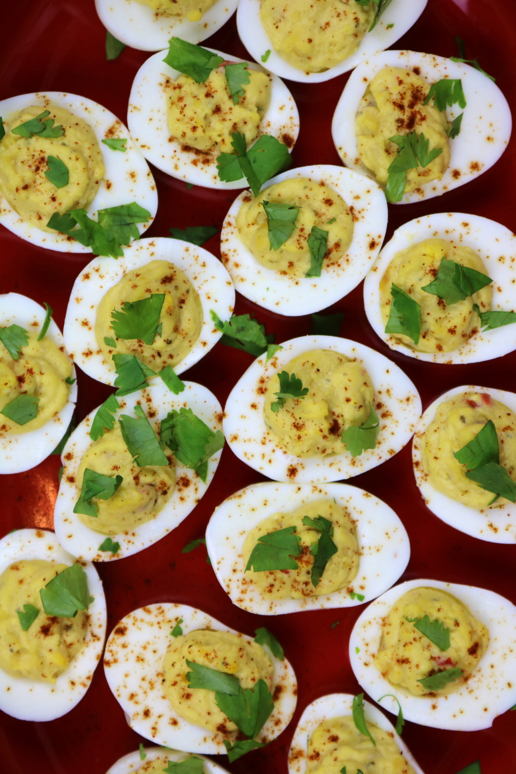 Deviled Eggs with Yellow Lentil Hummus Photo