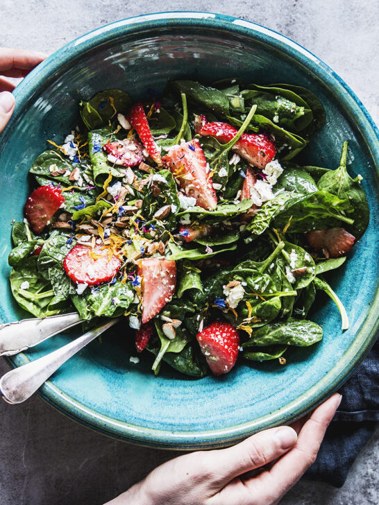 Strawberry Spinach Salad with Feta and Avocado Photo