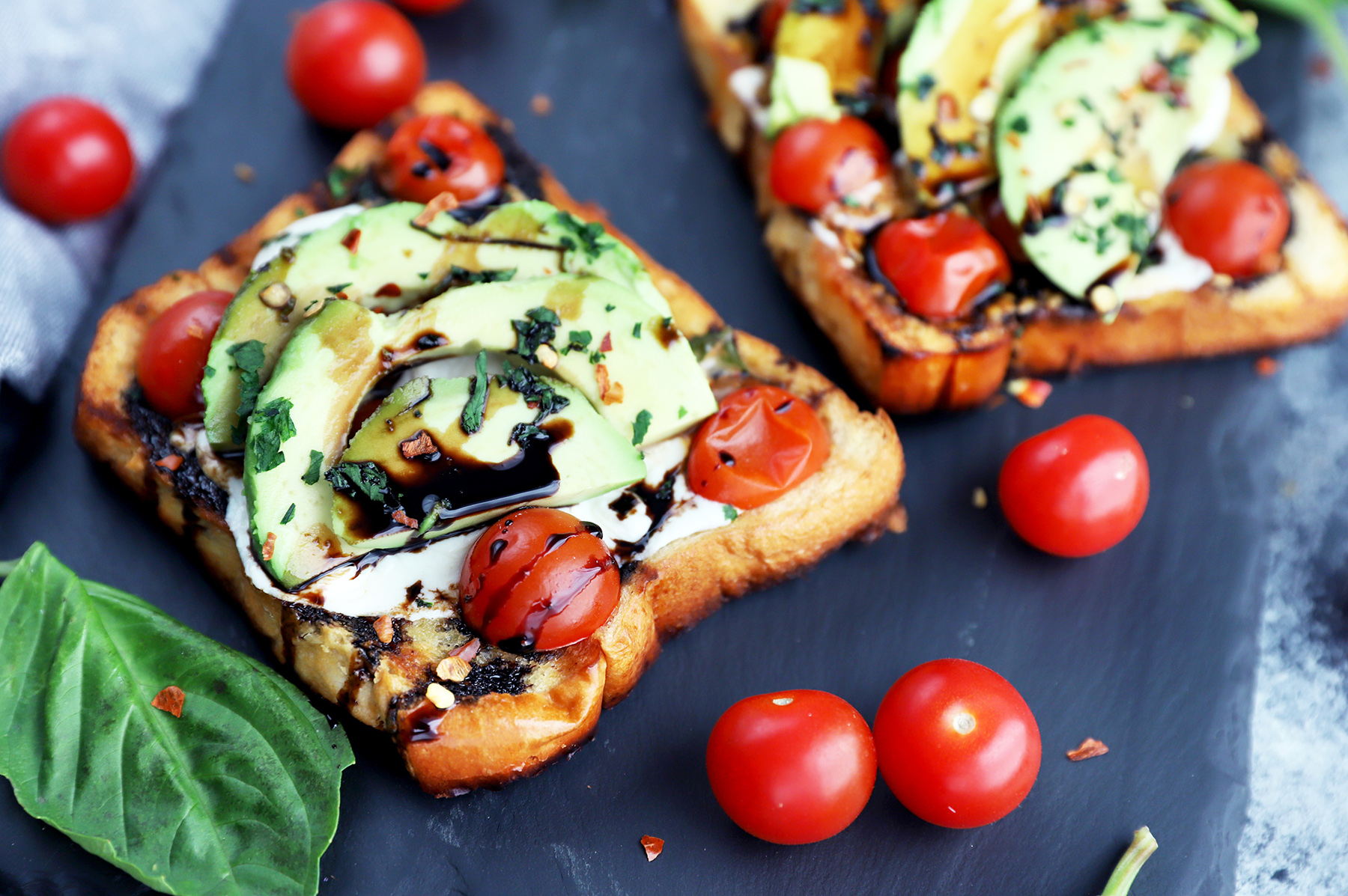 Grilled Open-Faced Avocado Caprese Sammies Photo