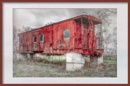 Red Caboose at Jonah-Framed