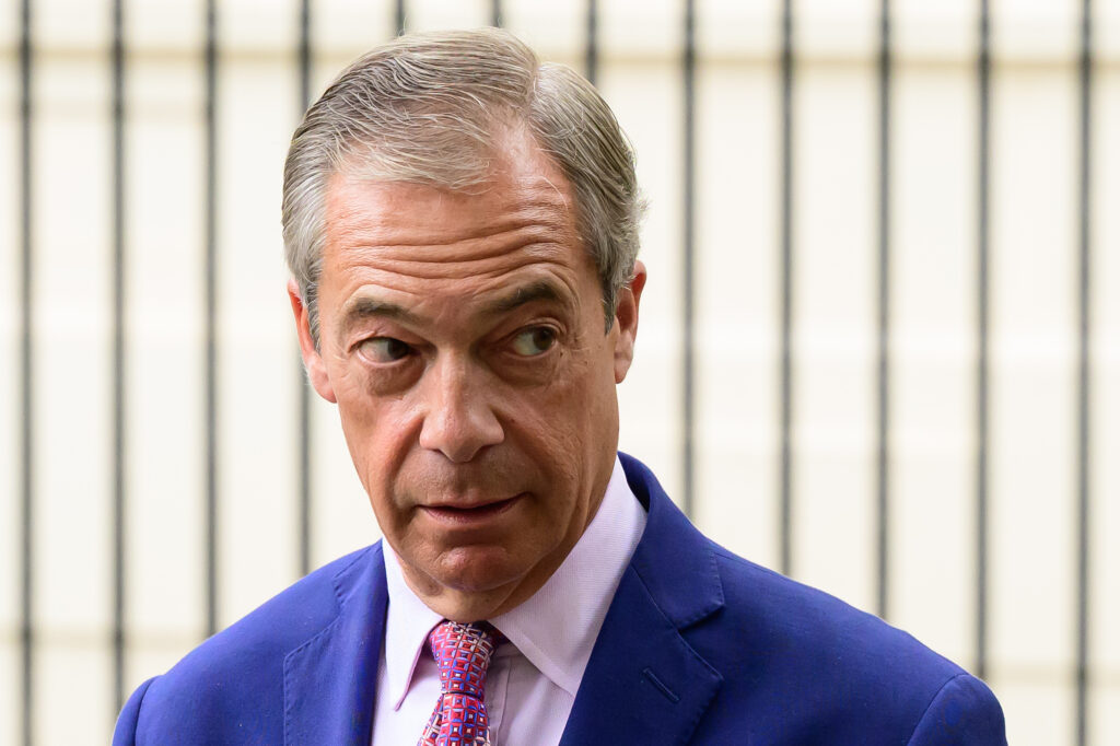 Nigel Farage either makes a silly expression or that's just how his face looks.