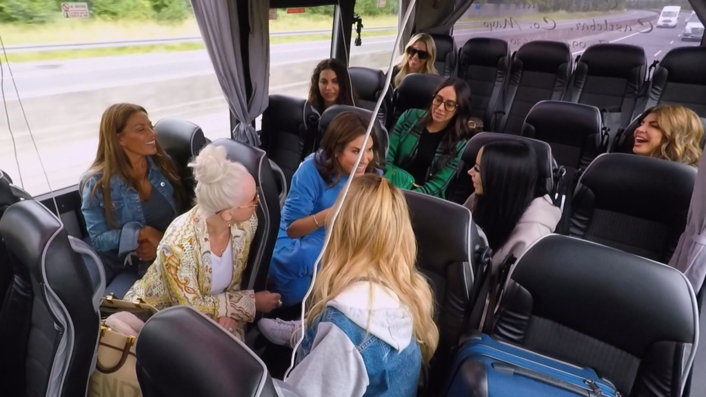 All eyes are on Jennifer Fessler in this screenshot from the RHONJ bus.