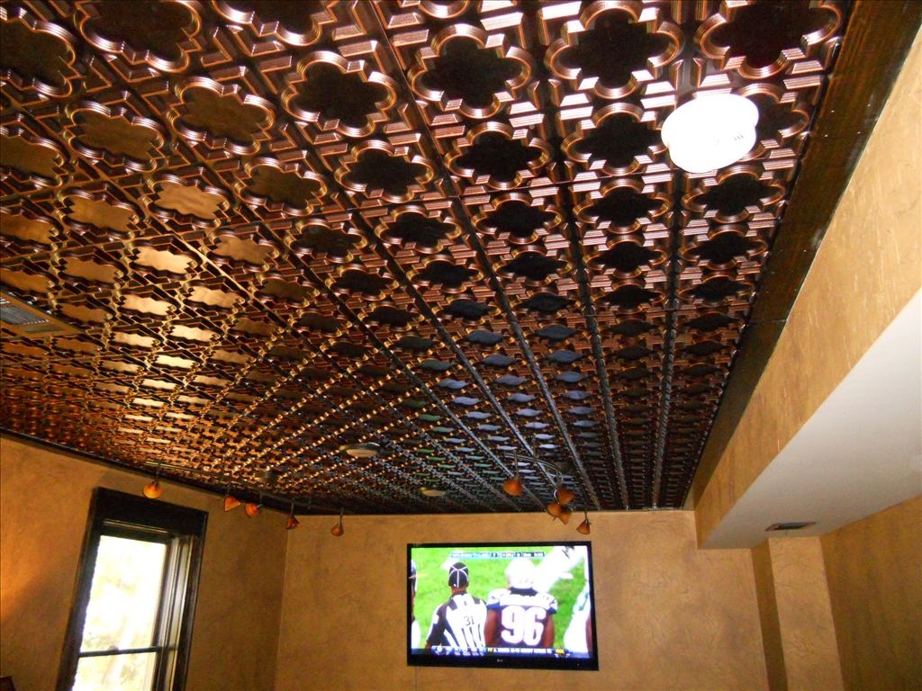 Faux Copper Tile Ceilingcasablanca faux tin ceiling tile glue up 24x24 142