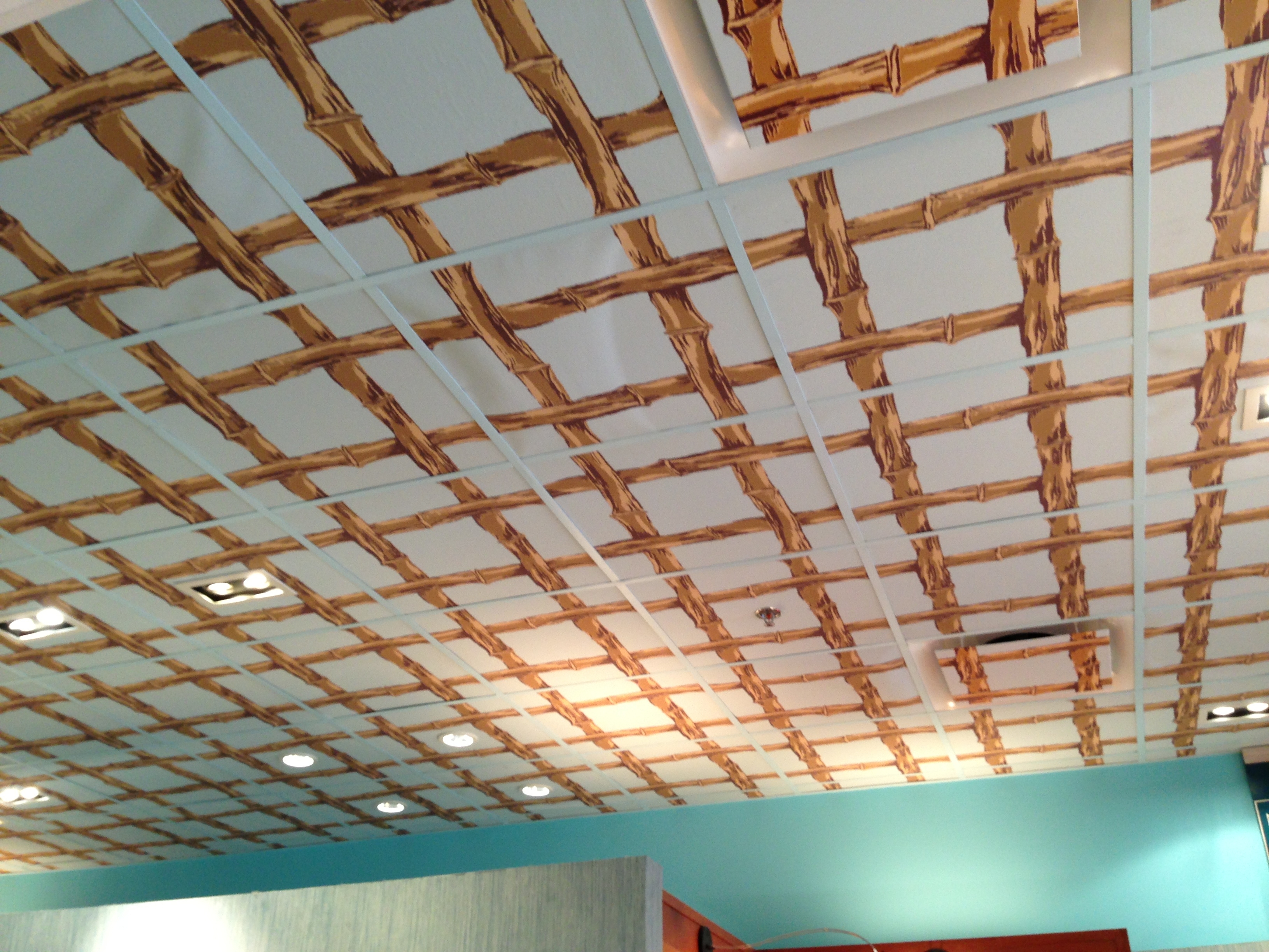 Cover Ceiling Tiles With Wallpaper