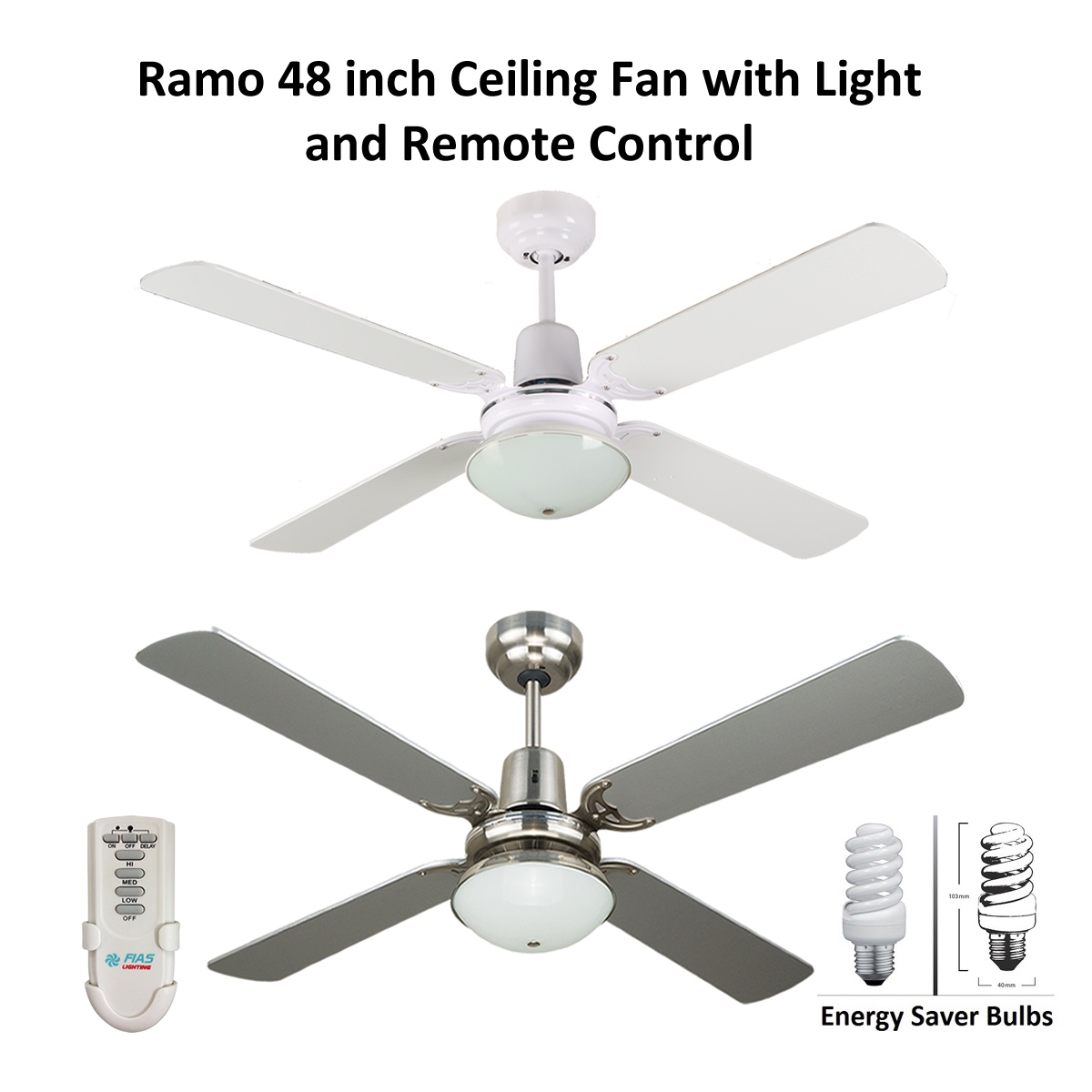 Fias Ramo 4 Blade Ceiling Fan With Light & Remote