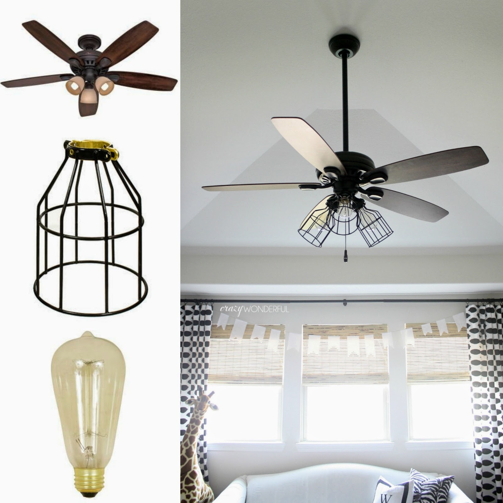 Industrial Cage Ceiling Fan With Light