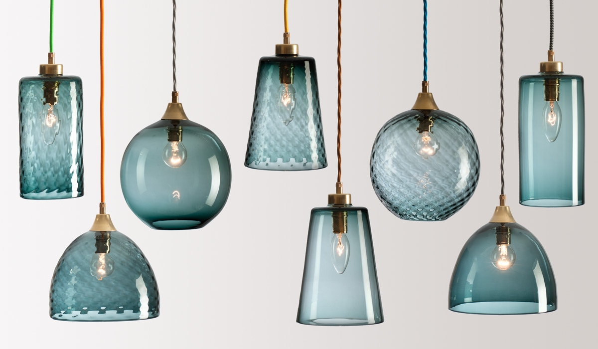 Teal Glass Ceiling Lights