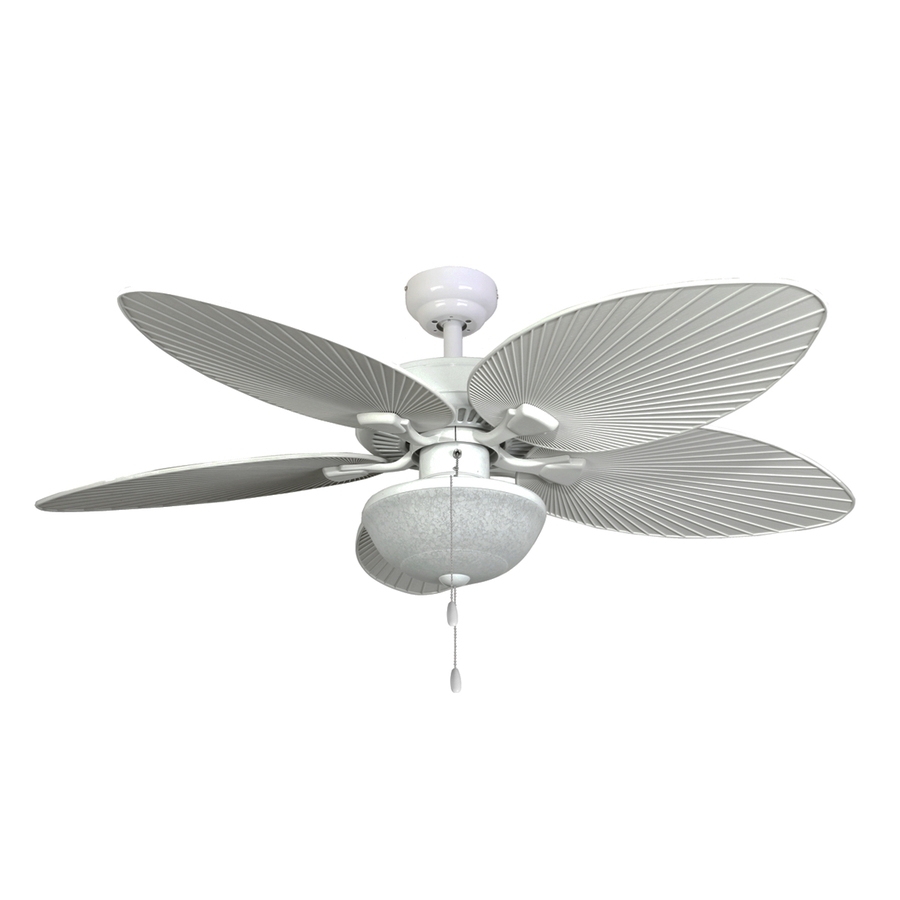 White Palm Ceiling Fan With Light