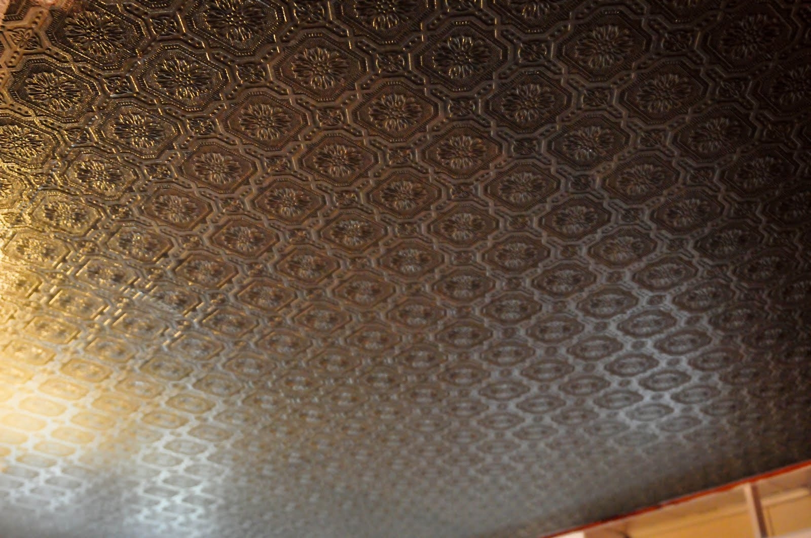 Embossed Ceiling Tile Wallpaper