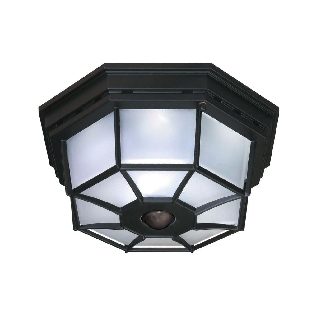 Octagonal Black Motion Sensor Outdoor Ceiling Light1000 X 1000