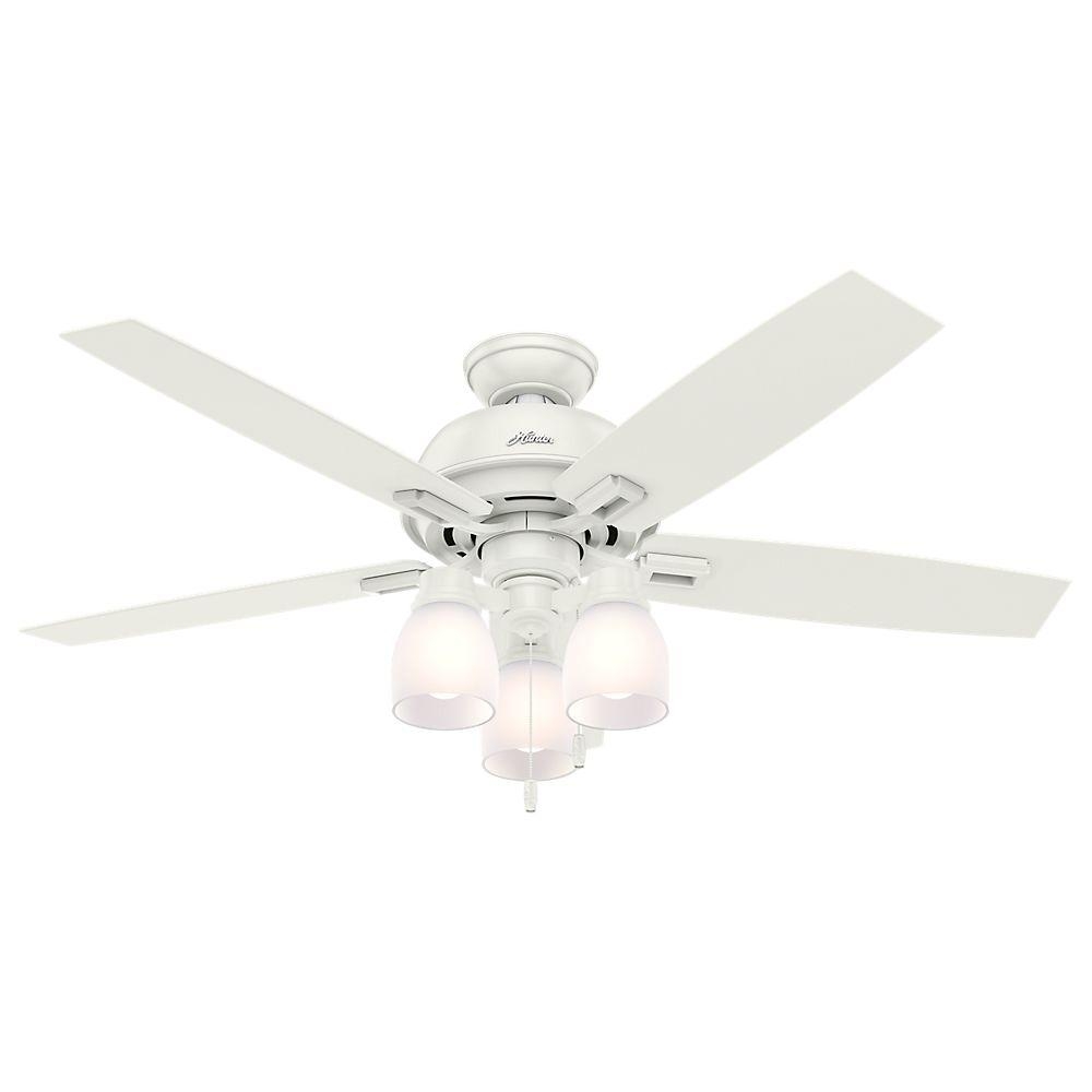 White Ceiling Fan With Lighthunter donegan 52 in led indoor fresh white ceiling fan with 3