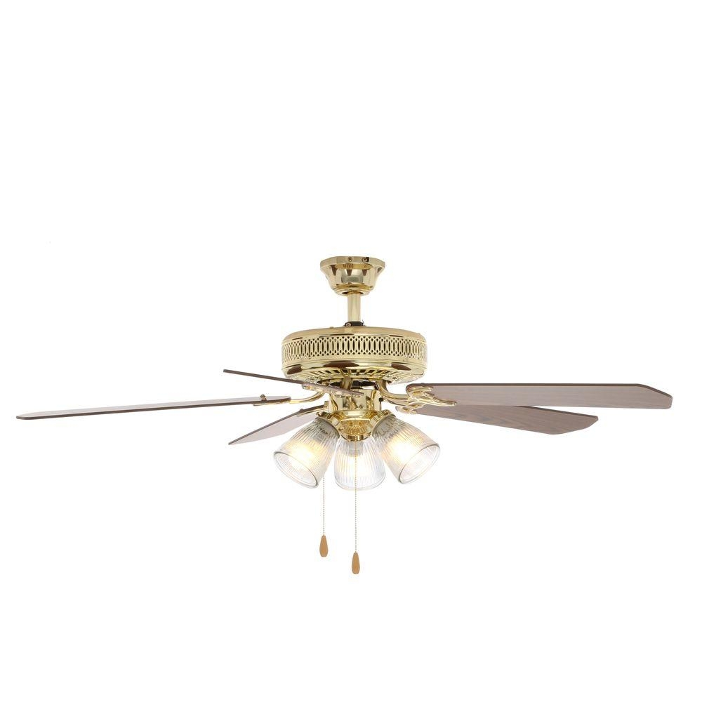 Polished Brass Ceiling Fan With Lights