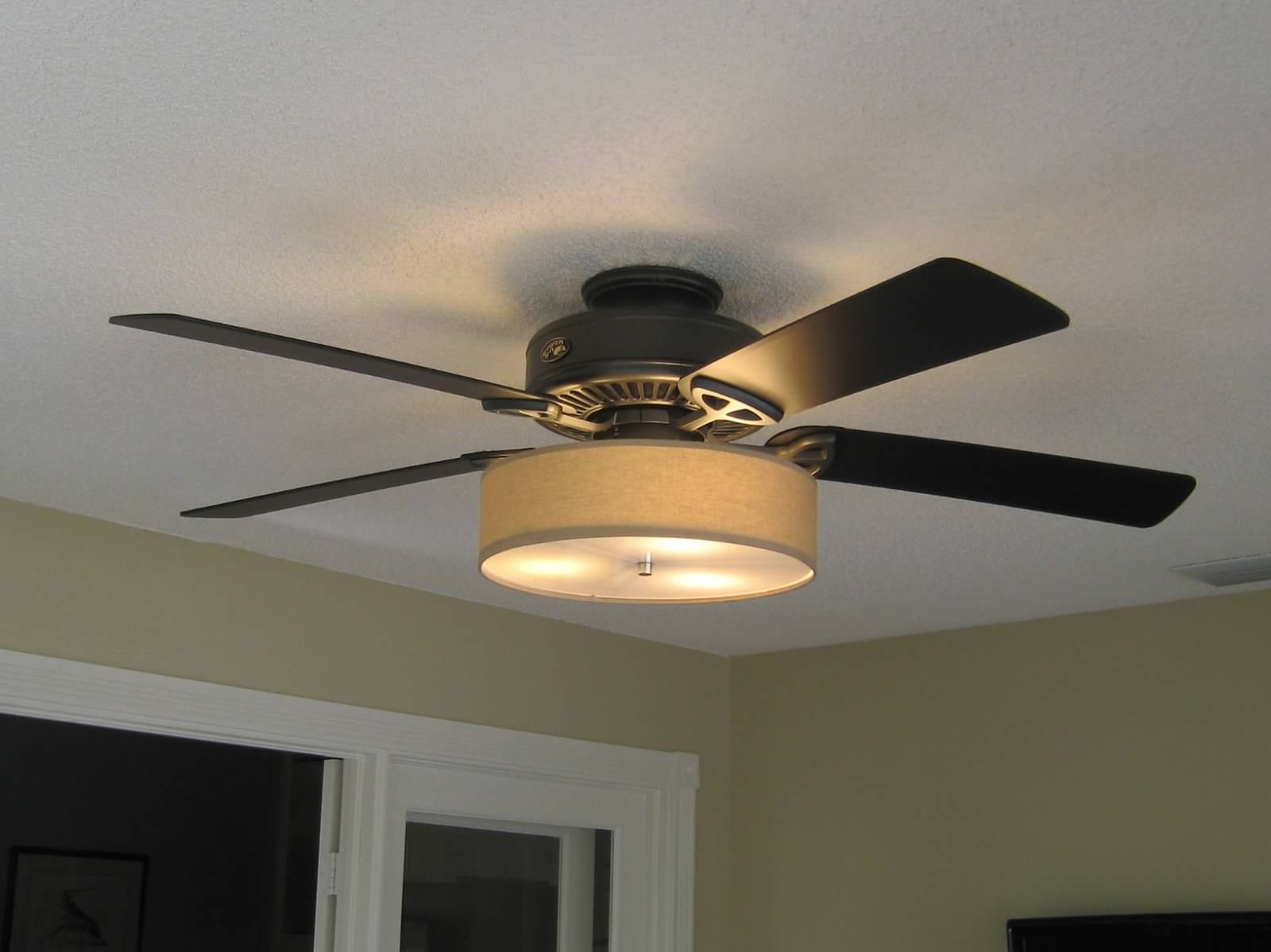 Drum Shade Ceiling Light Kitlow profile linen drum shade light kit for ceiling fan st