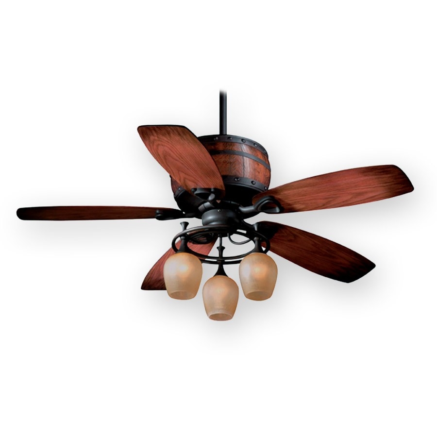 Flush Mount Rustic Ceiling Fan With Light