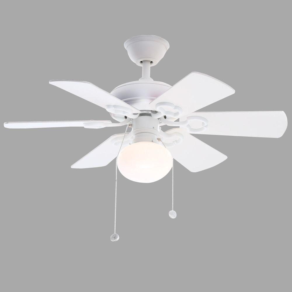 36 White Ceiling Fan With Light Kit