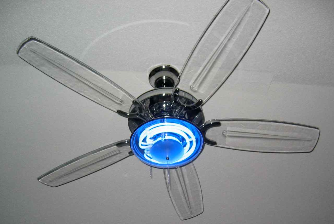 Brushed Steel & Cobalt Blue Ceiling Fan Light Globe