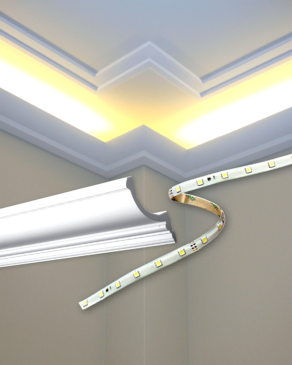 Потолочный плинтус с подсветкой для натяжных потолков фото